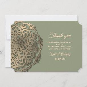 Elegant Modern Sage green & gold classic mandala T Thank You Card