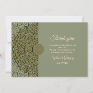 Elegant Modern Sage green & gold classic mandala T Thank You Card