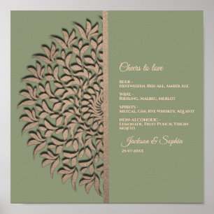 Elegant Modern Sage green & gold classic menu sign