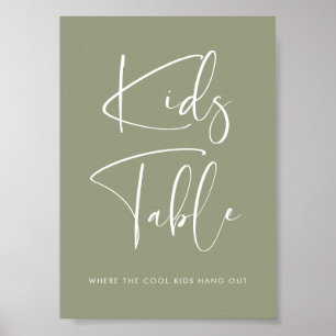Elegant Modern Sage Green Kids table sign wedding