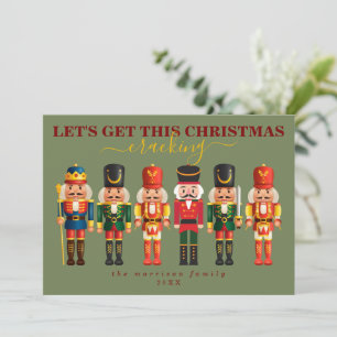 Elegant Modern Sage Green Nutcracker Christmas Holiday Card