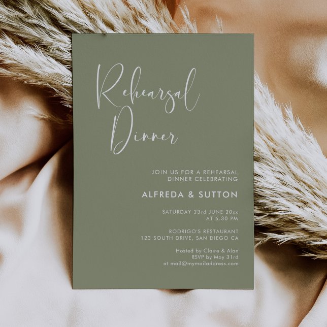 Elegant & modern Sage green Rehearsal dinner Invitation (Creator Uploaded)