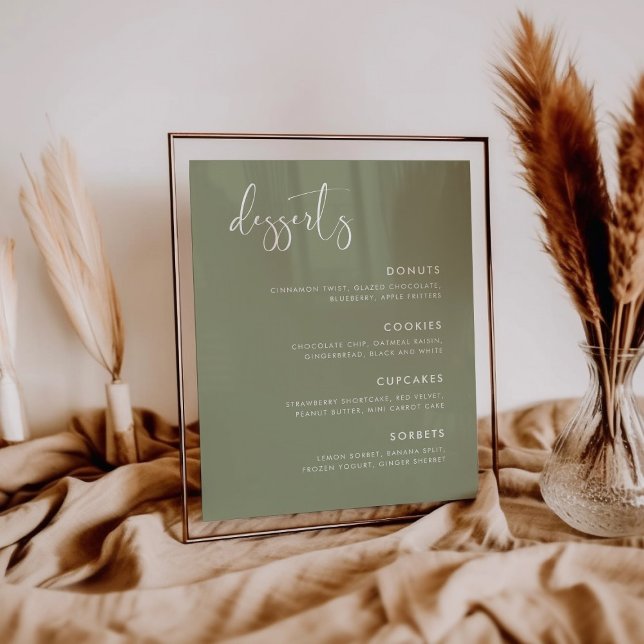 Elegant Modern Sage Green Wedding Dessert Bar sign (Creator Uploaded)