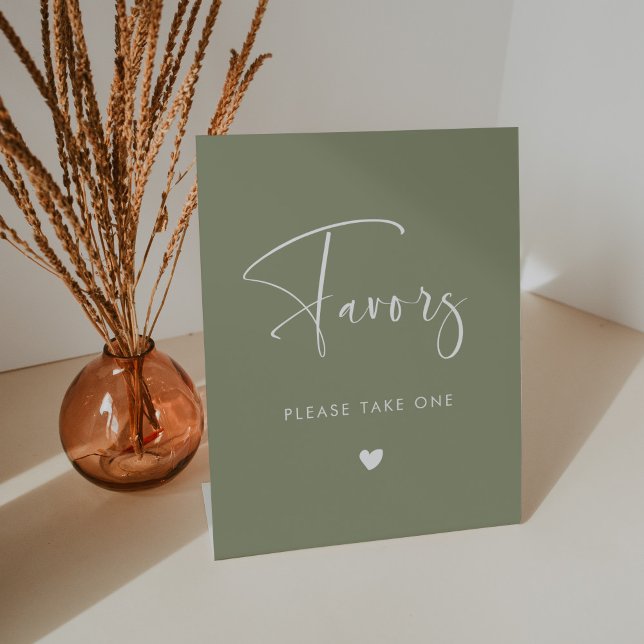 Elegant & Modern Sage Green wedding Favours Pedestal Sign (Creator Uploaded)