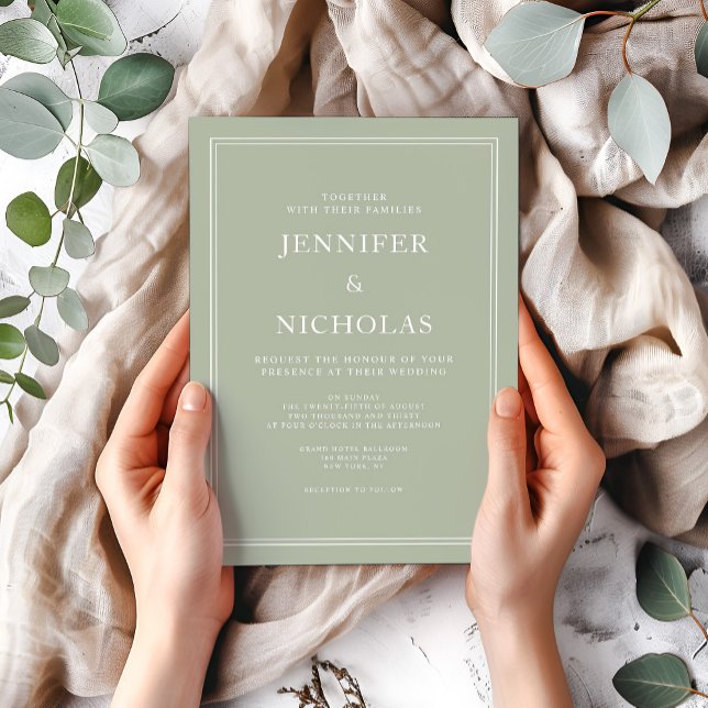Elegant Modern Sage Green Wedding Invitation (Elegant Modern Sage Green Wedding Invitation)