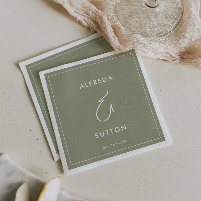 Elegant & Modern Sage Green wedding Napkin (Creator Uploaded)