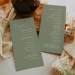 Elegant & modern sage green wedding program programme<br><div class="desc">A modern typography and a trendy sage green colour for your wedding stationery: choose this simple and elegant wedding suite. Fully customisable: you can change the background as well as the text colour as you like.</div>