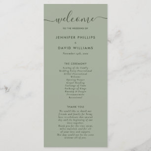 Elegant Modern Sage Green Wedding Programme