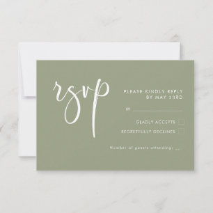 Elegant & modern Sage green wedding RSVP Card