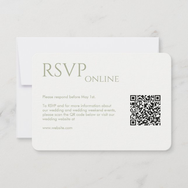 Elegant Modern Sage Green Wedding RSVP Card (Front)