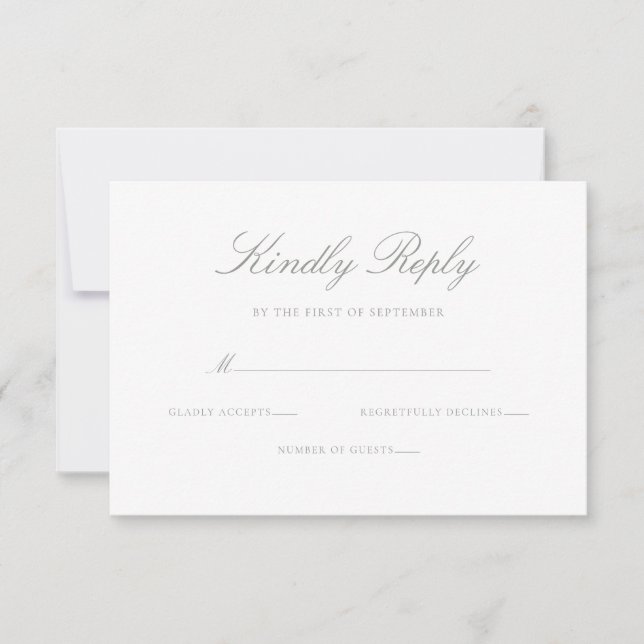 Elegant Modern Sage Green Wedding RSVP Card (Front)