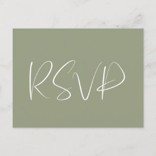 Elegant & modern Sage green wedding RSVP Postcard