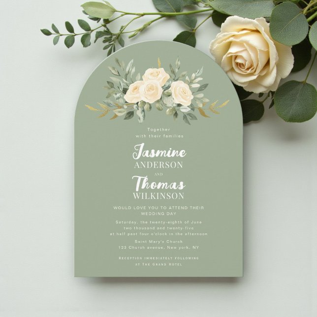 Elegant Modern Sage & Rose Wedding Invite (Creator Uploaded)