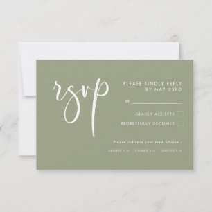 Elegant Modern Sage wedding RSVP with meal choice