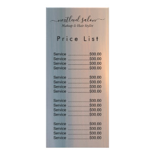 Elegant Modern Salon Price List Rack Card 