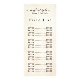 Elegant Modern Salon Price List Rack Card
