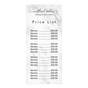 Elegant Modern Salon Price List Rack Card