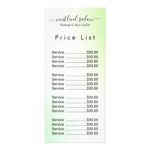 Elegant Modern Salon Price List Rack Card