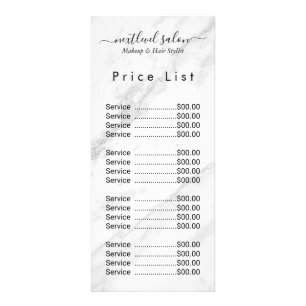 Elegant Modern Salon Price List Rack Card 