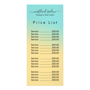 Elegant Modern Salon Price List Rack Card
