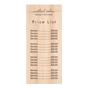Elegant Modern Salon Price List Rack Card