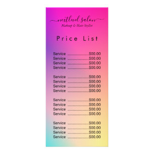 Elegant Modern Salon Price List Rack Card