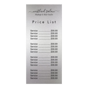 Elegant Modern Salon Price List Rack Card 