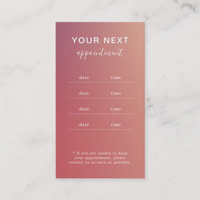 Elegant Modern Salon Spa Appointment Reminder Card (Front)