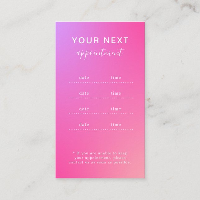 Elegant Modern Salon Spa Appointment Reminder Card (Front)