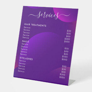 Elegant Modern Salon Spa Service Price List Pedestal Sign
