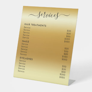 Elegant Modern Salon Spa Service Price List Pedestal Sign