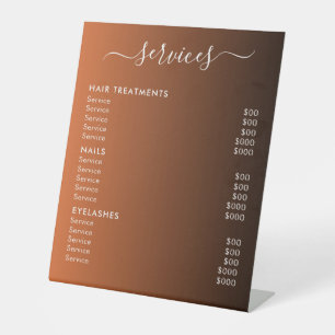 Elegant Modern Salon Spa Service Price List  Pedestal Sign
