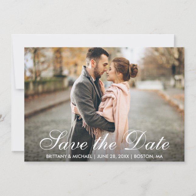 Elegant Modern Save The Date Engagement Photo WS Invitation (Front)
