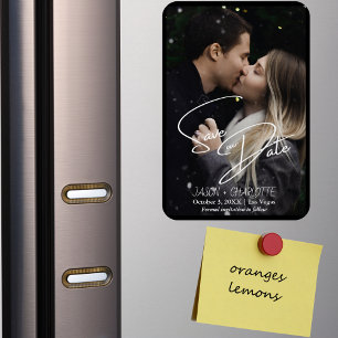Elegant Modern Save The Date Photo Template Magnet