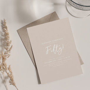 Elegant Modern Script 50th Birthday Champagne  Invitation