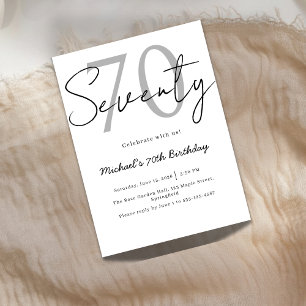 Elegant Modern Script 70th Birthday Invitation