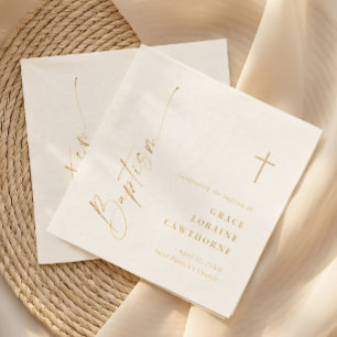 Elegant Modern Script Baptism Foil Napkins