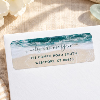 Elegant Modern Script Beach Ocean Return Address