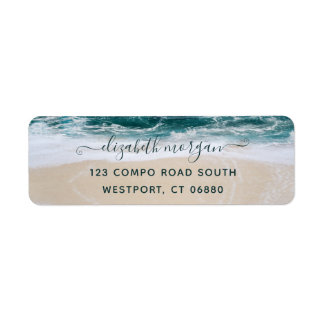 Elegant Modern Script Beach Ocean Return Address