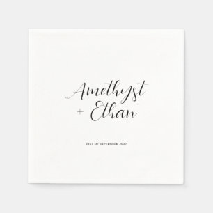 Elegant Modern Script Bride & Groom Names Wedding Napkin