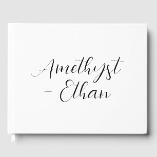 Elegant Modern Script Bride & Groom Wedding  Guest Book