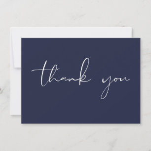 Elegant Modern Script Calligraphy Navy Blue Thank You Card