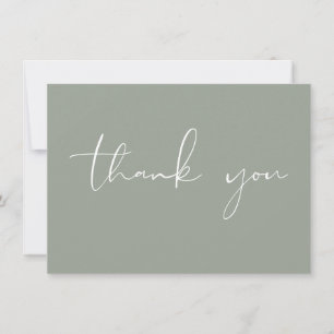 Elegant Modern Script Calligraphy Sage Green Thank You Card