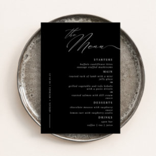 Elegant Modern Script Calligraphy Wedding Dinner Menu