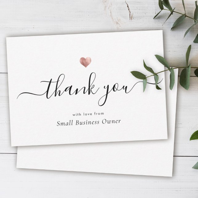 Elegant Modern Script Chic Rose Gold Business Thank You Card (Creator Uploaded)