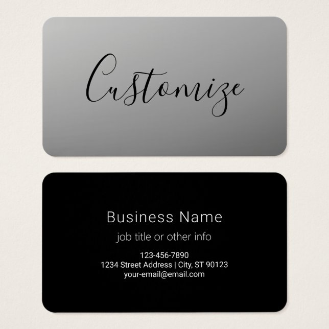 Elegant Modern Script Editable Black Text Writing (Front & Back)