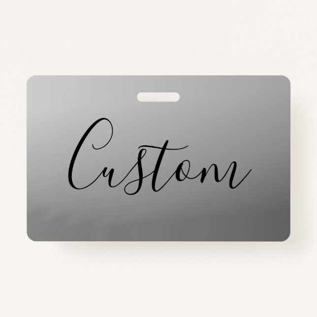 Elegant Modern Script Editable Black Text Writing ID Badge (Front)