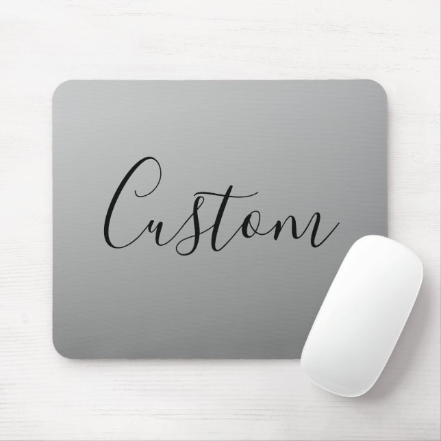 Elegant Modern Script Editable Black Text Writing Mouse Pad (With Mouse)