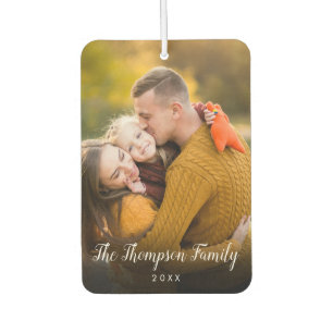 Elegant Modern Script Family Name 2 Photo Car Air Freshener