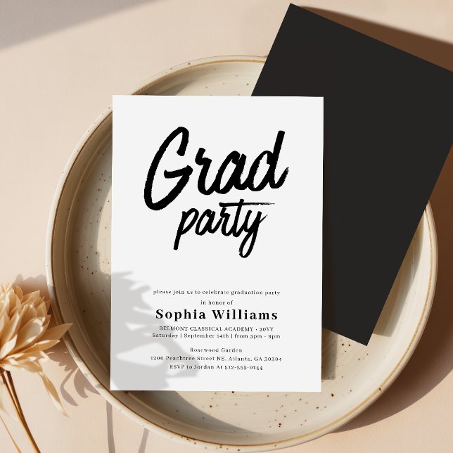 Elegant Modern Script Grad Party Invitation (Creator Uploaded)